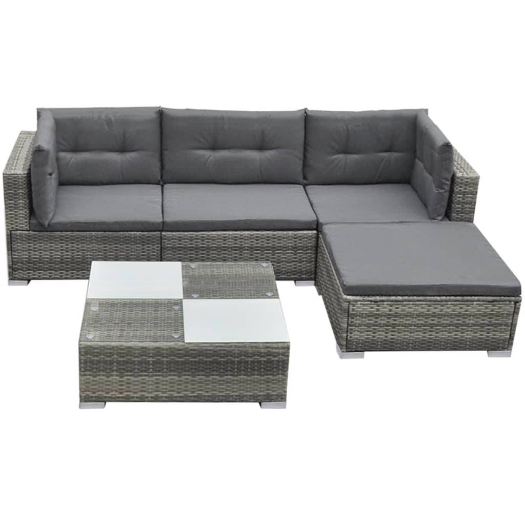 Vidaxl - Salon de jardin 5 pcs avec coussins résine tressée gris vidaXL 42735 - Image 2