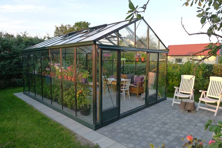 30m² - Serre en polycarbonate 8 mm alvéolés  - Euro Plus - Laquée - 30m² - beige gris - L'atelier Des Serres - Image 5