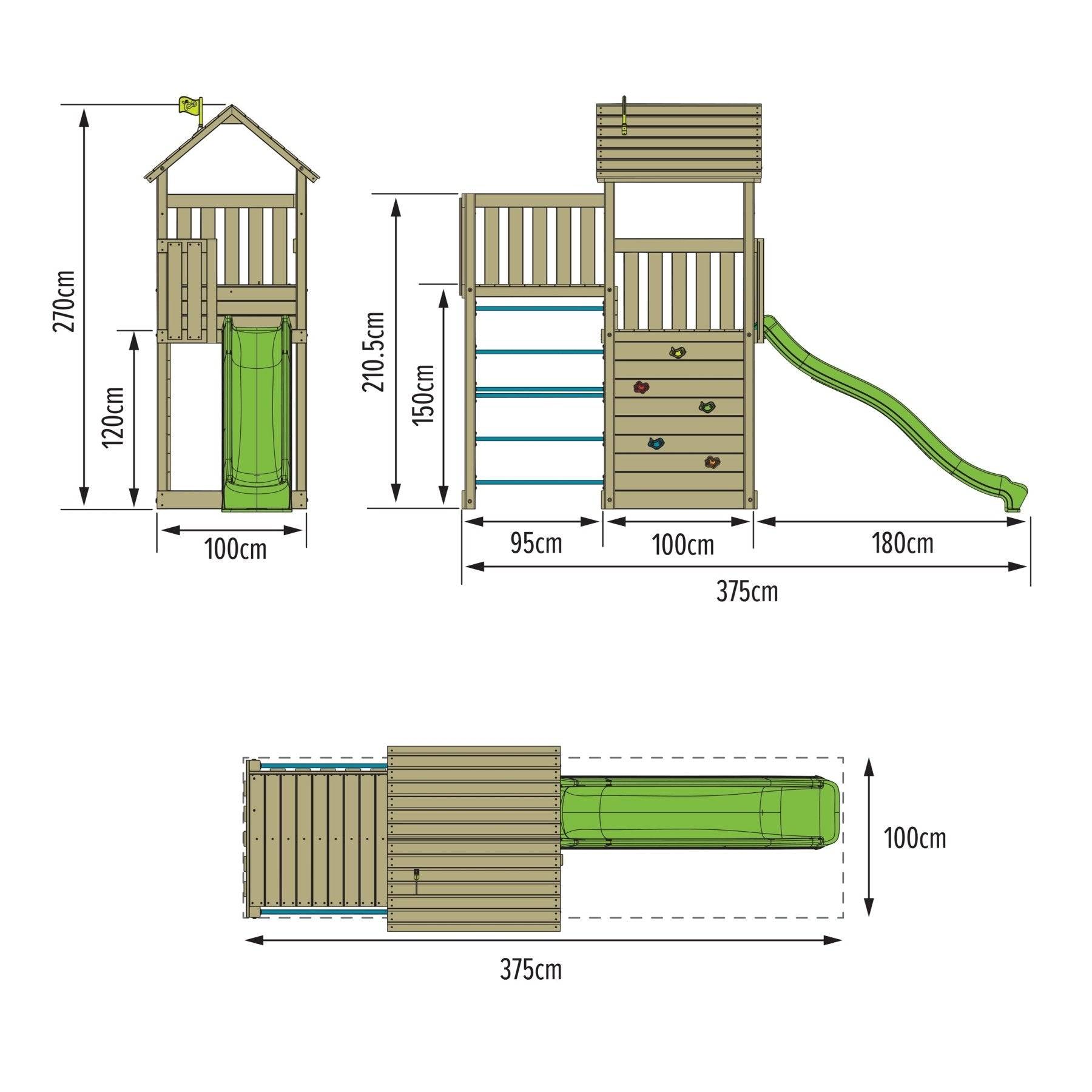 Tp Toys - AIre de jeux tour avec mur d'escalade et toboggan - bois FSC® - H270 cm - CLÉMATITE SKYWOOD - Image 3