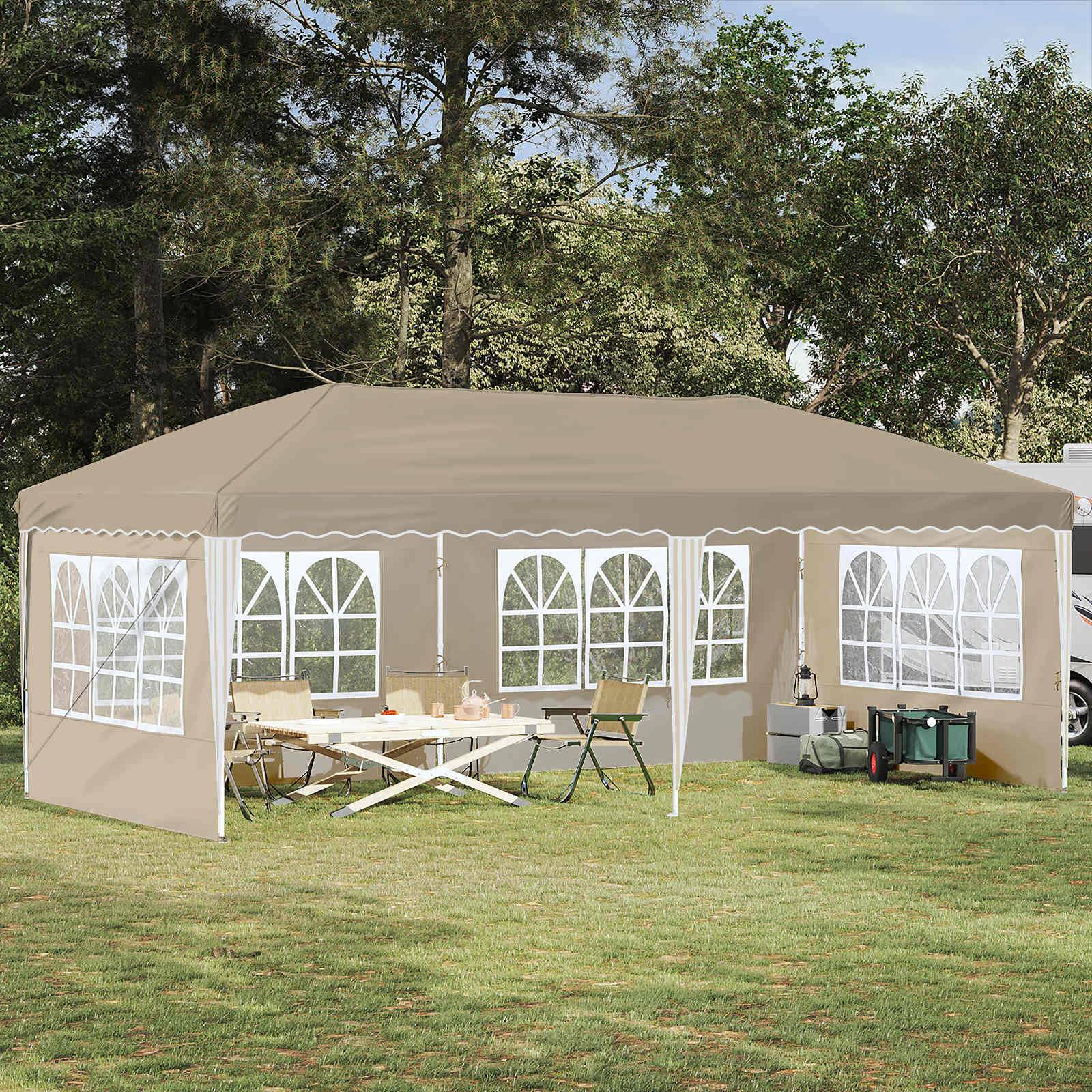 ComfortXL - Tente de réception pliable acier oxford marché événement montage rapide 575x289cm crème - ComfortXL Outdoor Living - Image 1