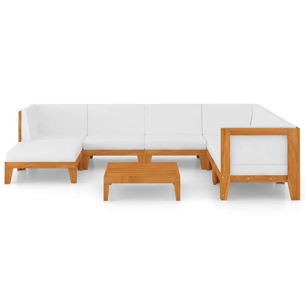 Helloshop26 - Salon de jardin meuble d'extérieur ensemble de mobilier 8 pièces avec coussins bois d'acacia solide - Image 1