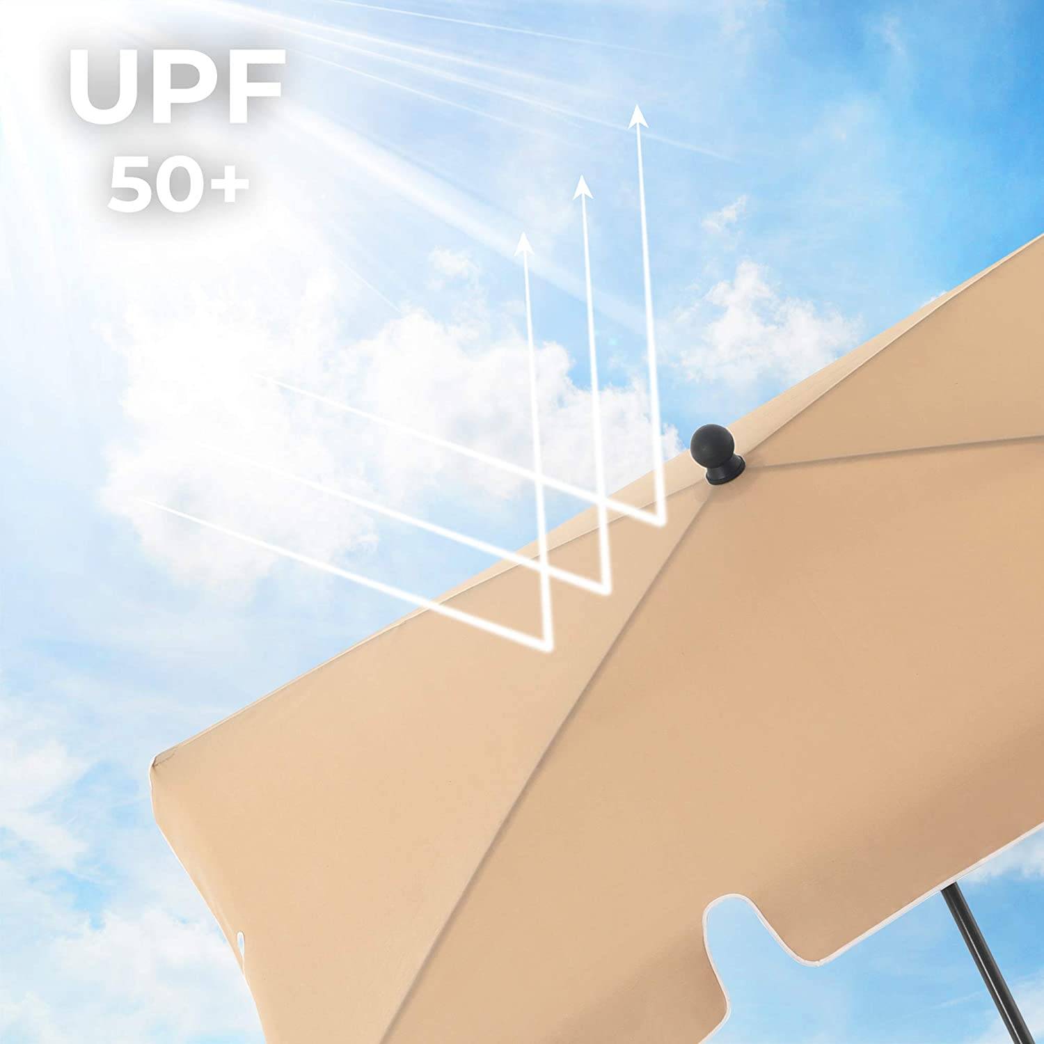 Helloshop26 - Parasol de balcon rectangulaire 1,8 x 1,25 m protection UPF 50+ ombrelle toile avec revêtement en PA sac de transport terrasse jardin sans socle taupe - Image 2