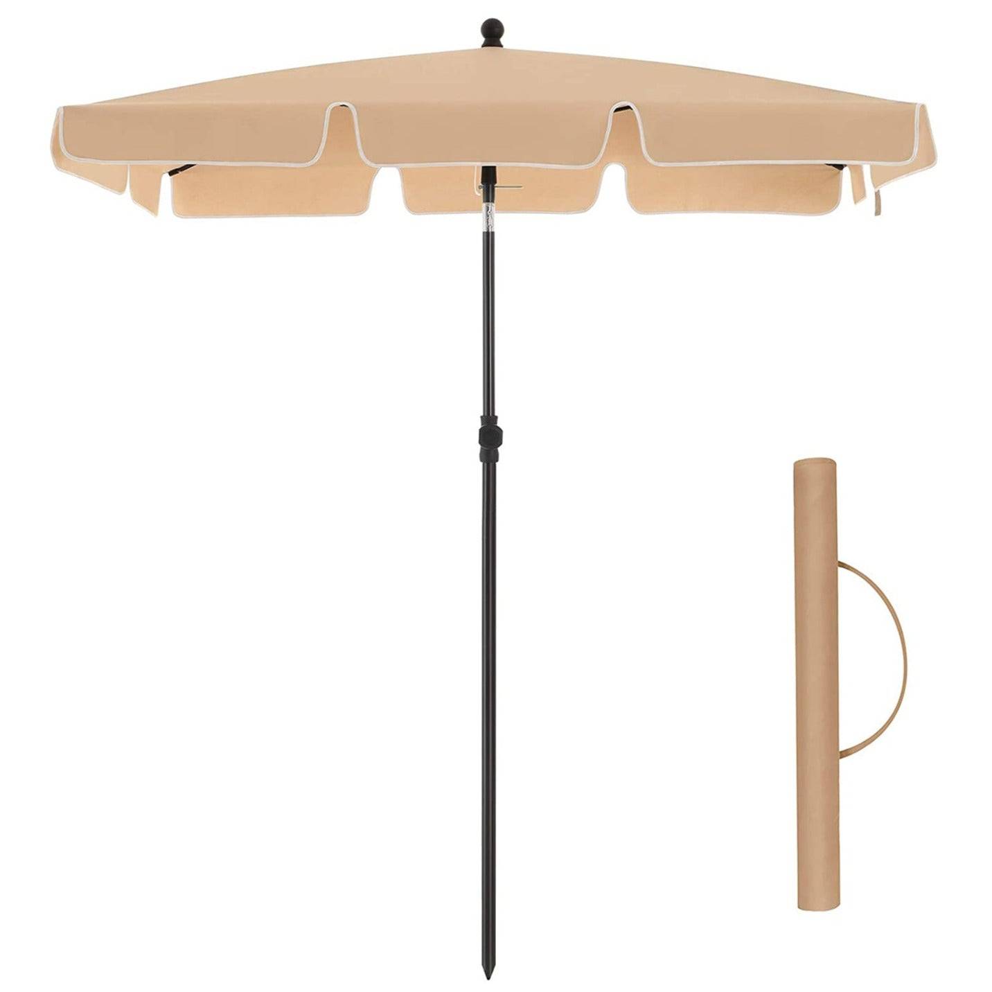 Helloshop26 - Parasol de balcon rectangulaire 1,8 x 1,25 m protection UPF 50+ ombrelle toile avec revêtement en PA sac de transport terrasse jardin sans socle taupe - Image 5
