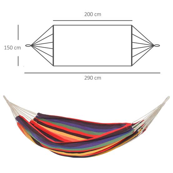 Hamac suspendu Coton Polyester Jardin Plage Cordage tressé 290x150cm Multicolore - ComfortXL Outdoor Living - Image 5