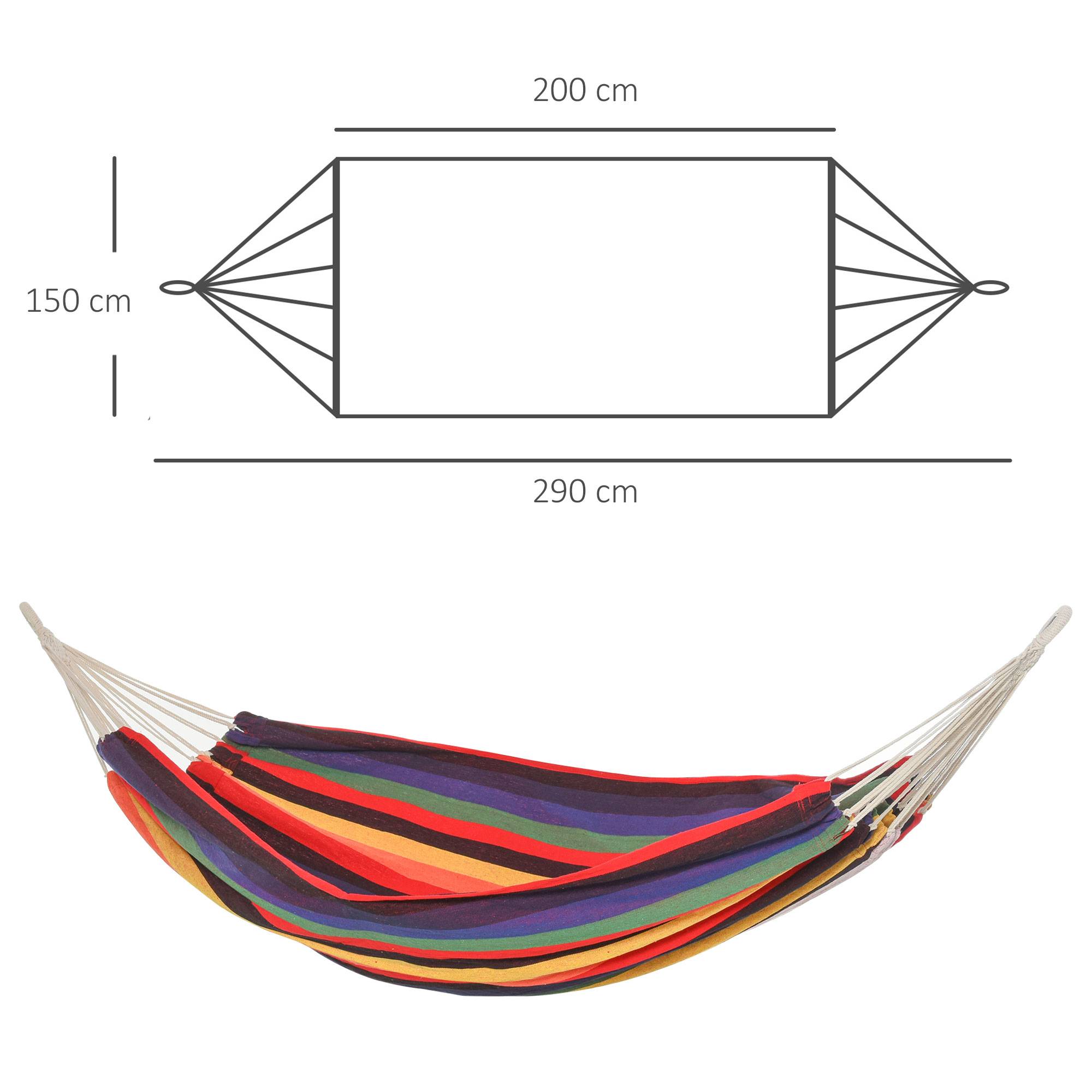 Hamac suspendu Coton Polyester Jardin Plage Cordage tressé 290x150cm Multicolore - ComfortXL Outdoor Living - Image 5