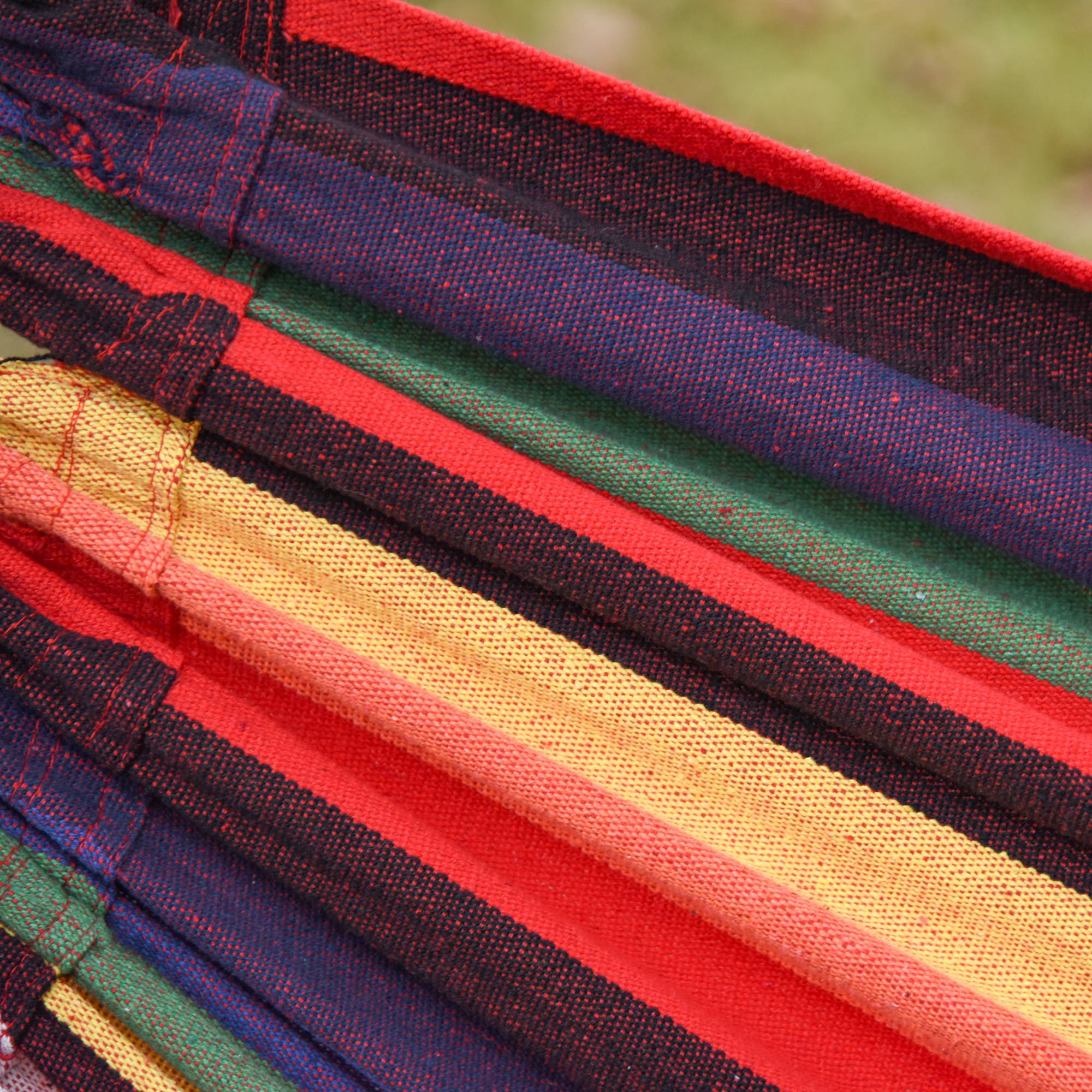 Hamac suspendu Coton Polyester Jardin Plage Cordage tressé 290x150cm Multicolore - ComfortXL Outdoor Living - Image 9