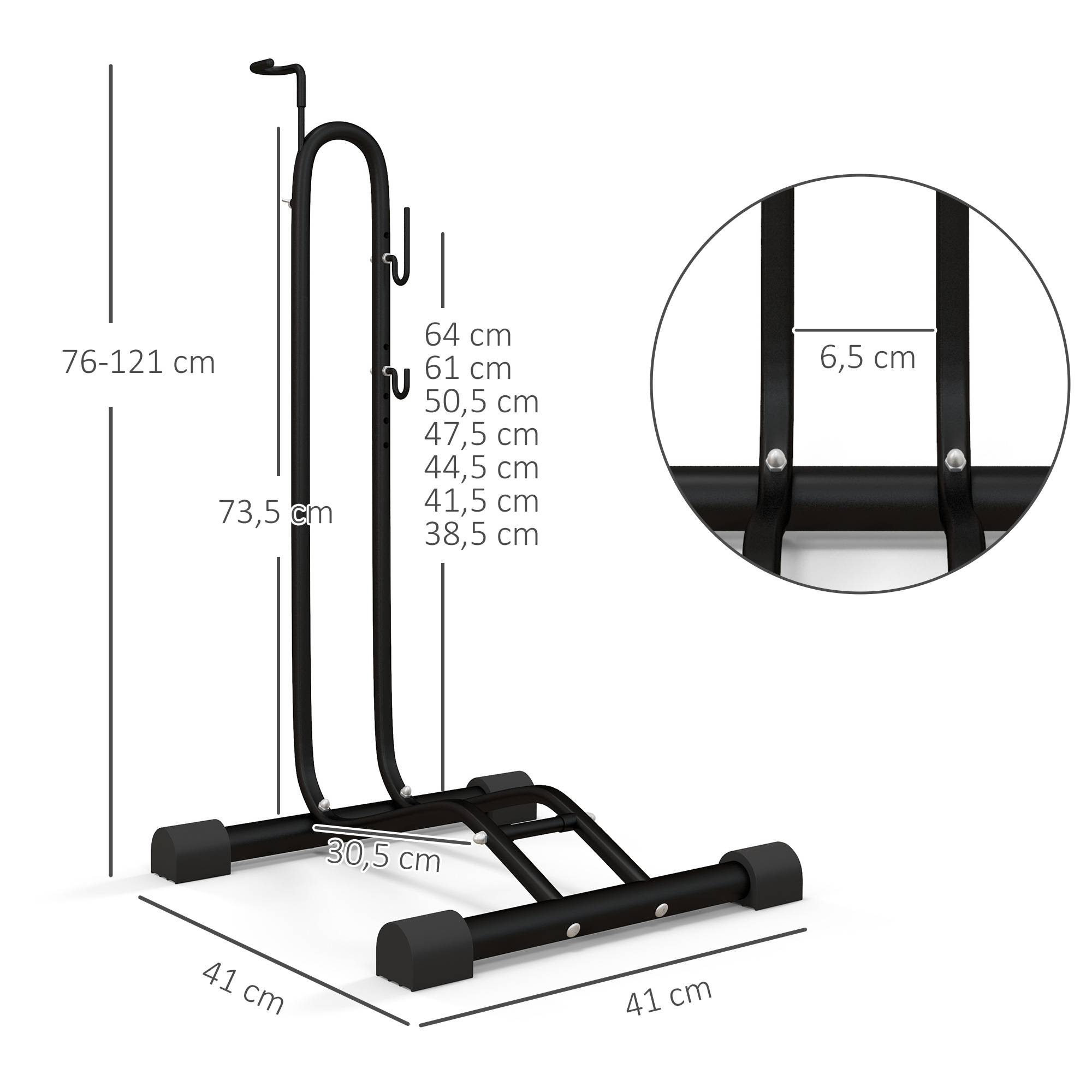 Support noir pour vélos vertical ou horizontal, crochets réglables 24 à 29 pouces 700c, garage rangement - Image 5