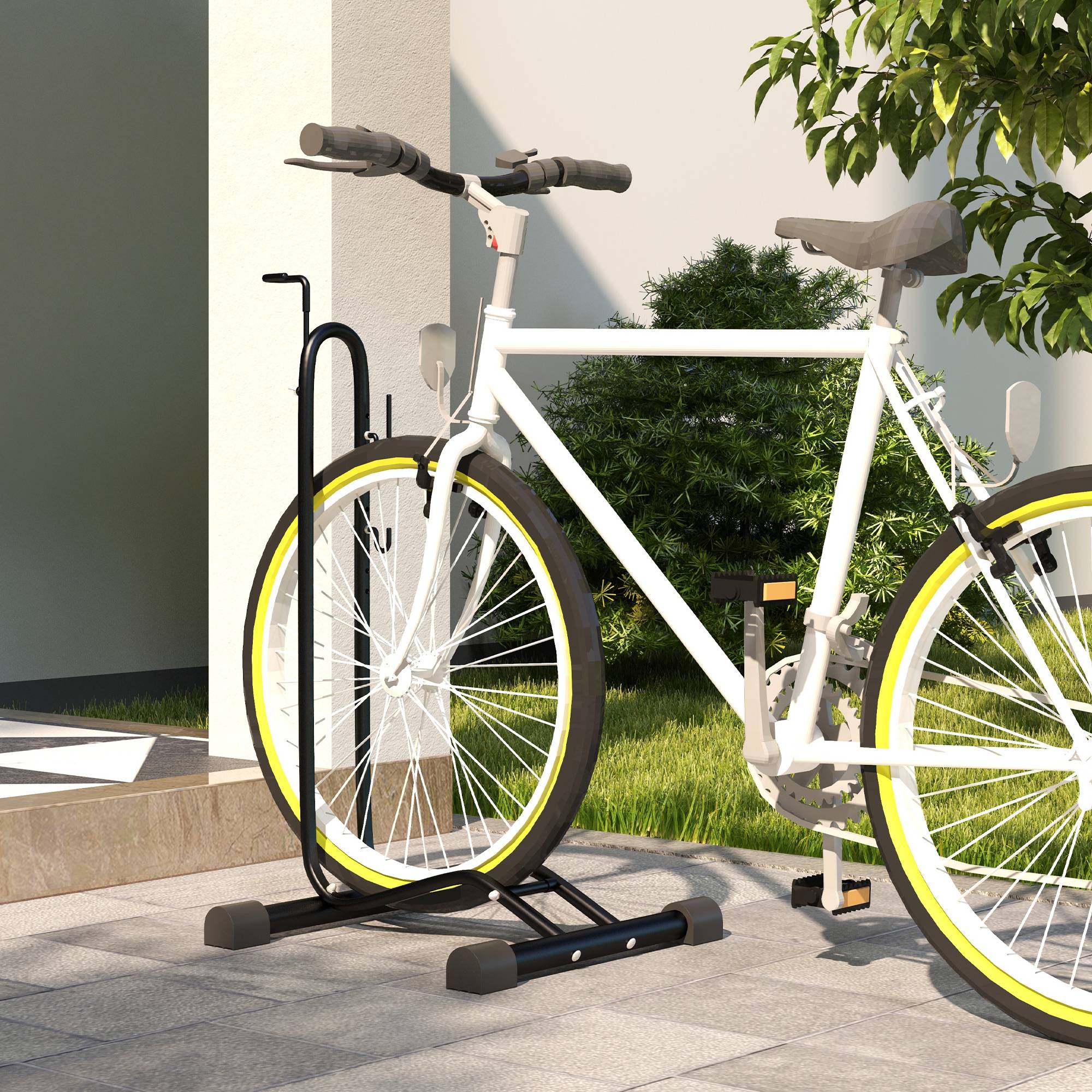 Support noir pour vélos vertical ou horizontal, crochets réglables 24 à 29 pouces 700c, garage rangement - Image 3