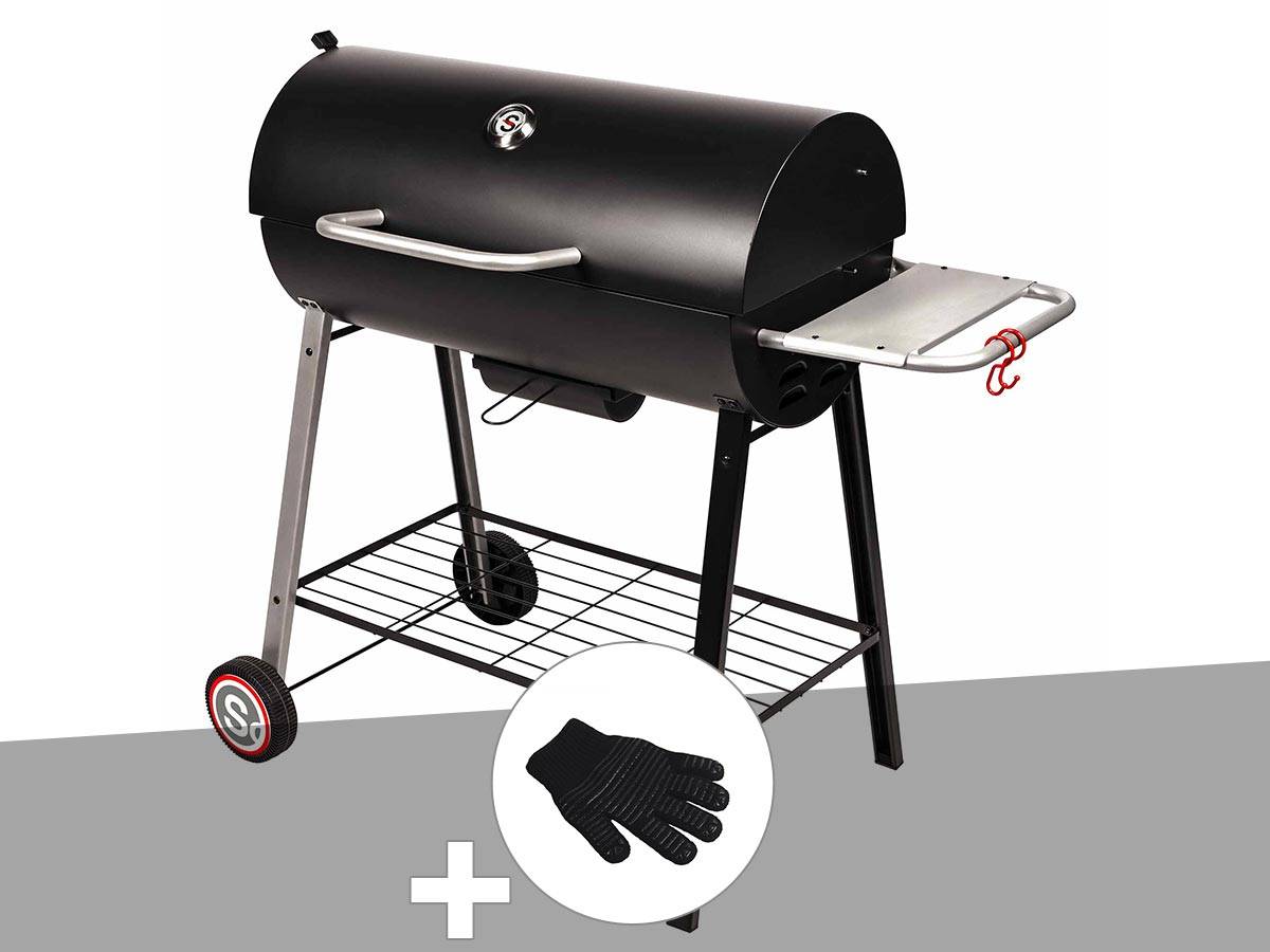 Somagic - Barbecue à charbon sur chariot Michigan + Gant de protection - Somagic