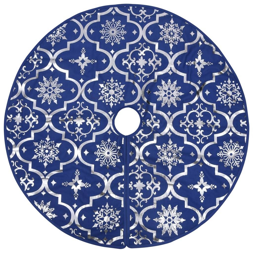 Jupe de sapin de Noël - Robe de sapin - Tapis de sapin de luxe avec chaussette Bleu 90 cm Tissu - Image 3