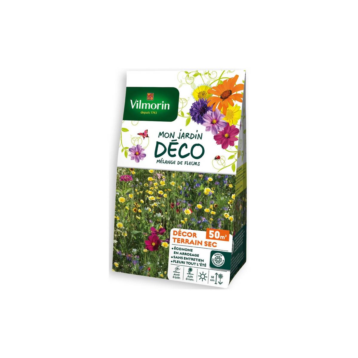 Vilmorin - Sachet graines Mélange de fleurs Décor Terrain Sec 50m2