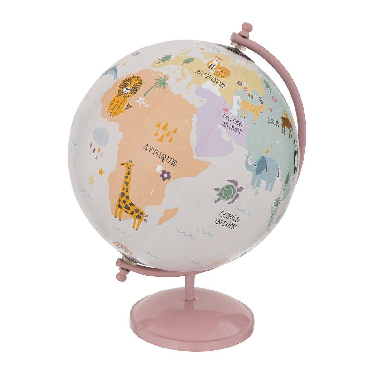 Globe Terrestre Enfant "Animaux" 28cm Rose - Image 1