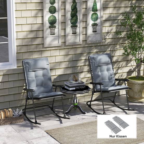 Lot de 2 coussins pour transats, déperlants, pour transats de jardin, 50 x 116 x 5 cm, gris clair - Image 3