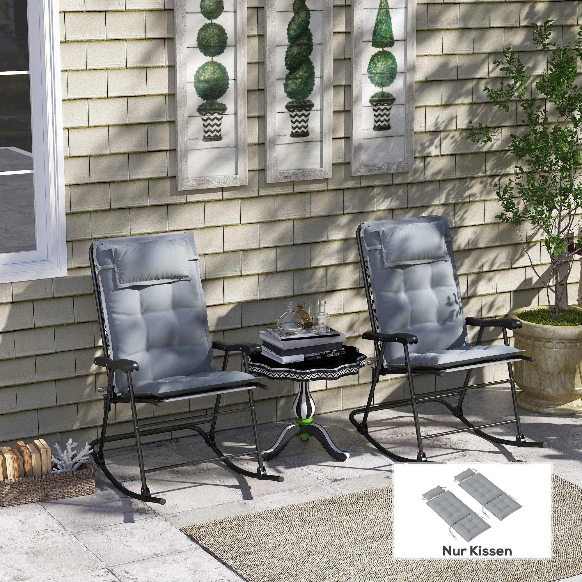 Lot de 2 coussins pour transats, déperlants, pour transats de jardin, 50 x 116 x 5 cm, gris clair - Image 3