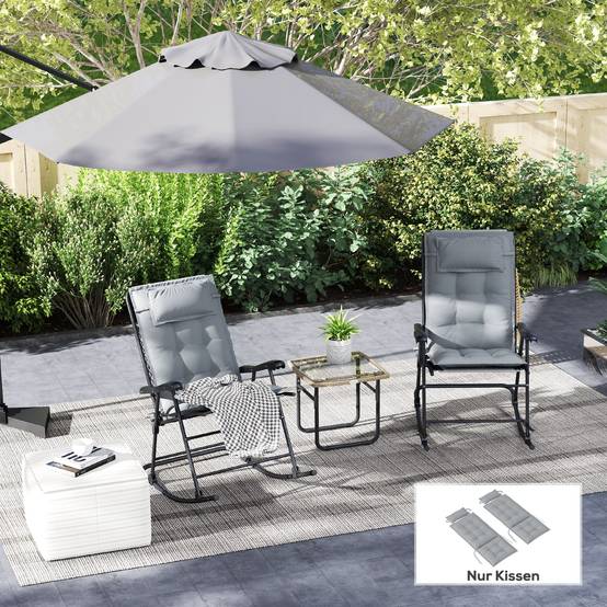 Lot de 2 coussins pour transats, déperlants, pour transats de jardin, 50 x 116 x 5 cm, gris clair - Image 4
