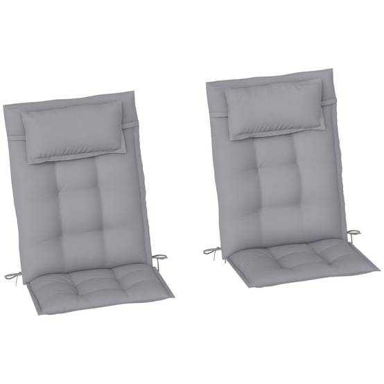 Lot de 2 coussins pour transats, déperlants, pour transats de jardin, 50 x 116 x 5 cm, gris clair - Image 1