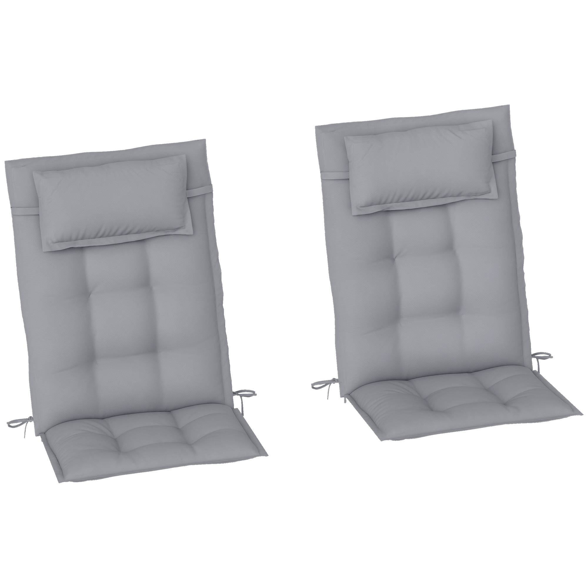 Lot de 2 coussins pour transats, déperlants, pour transats de jardin, 50 x 116 x 5 cm, gris clair - Image 1