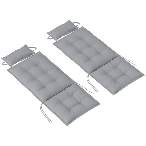 Lot de 2 coussins pour transats, déperlants, pour transats de jardin, 50 x 116 x 5 cm, gris clair - Image 2