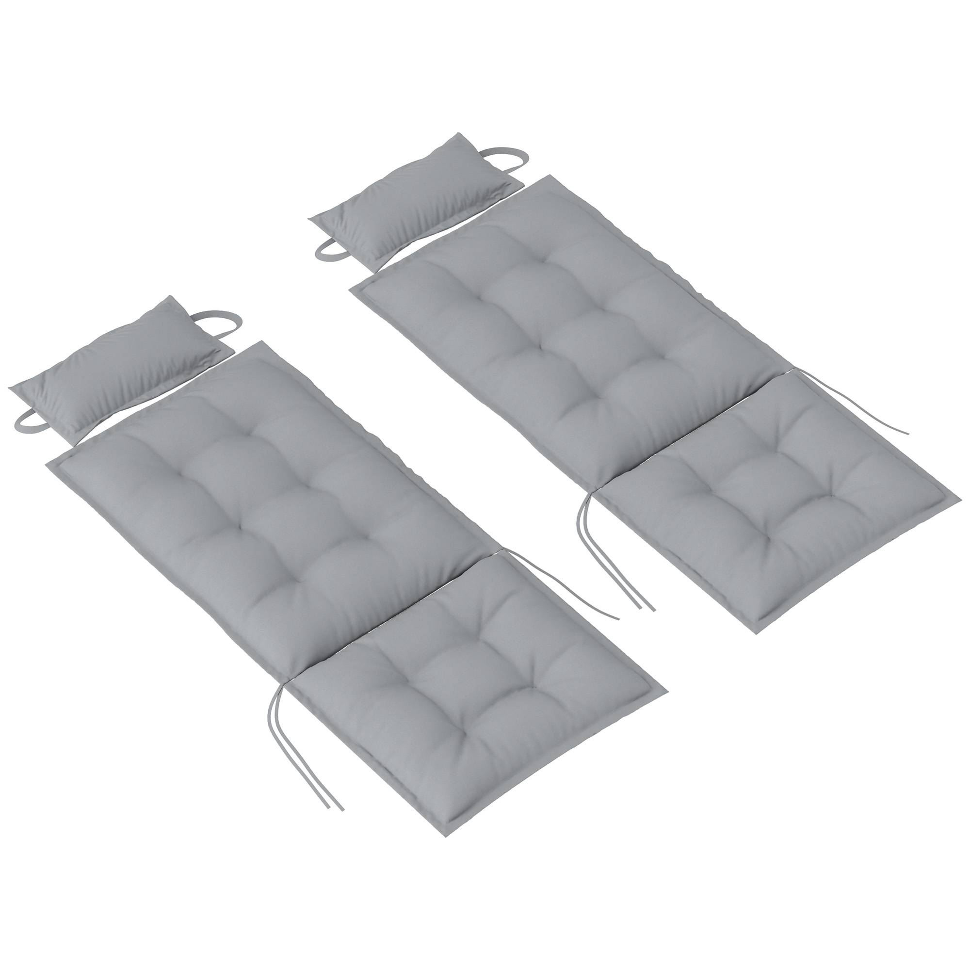 Lot de 2 coussins pour transats, déperlants, pour transats de jardin, 50 x 116 x 5 cm, gris clair - Image 2