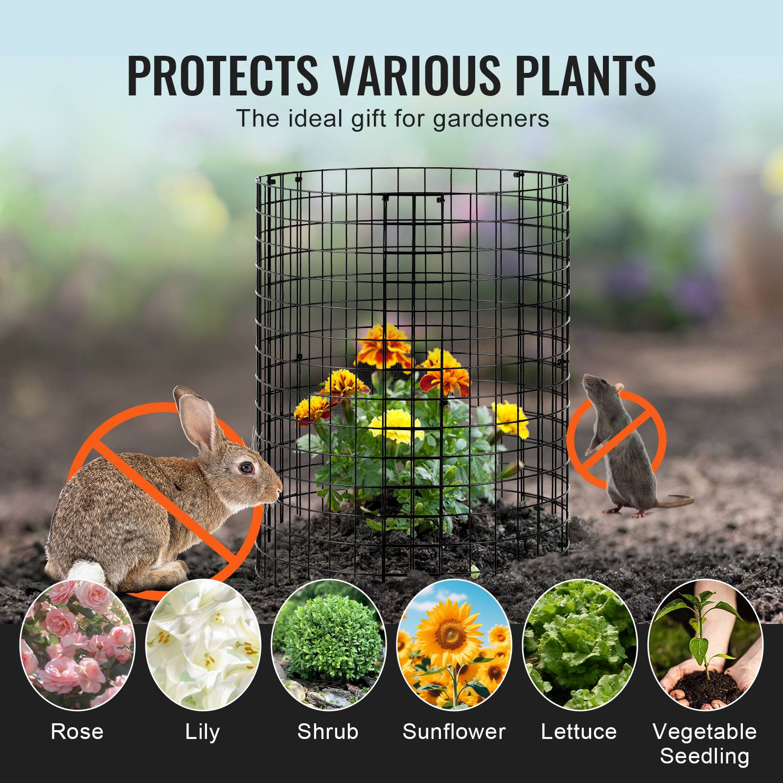 VEVOR Protections plantes animaux, lot 6, diamètre 32 cm, hauteur 35,6 cm. Grillage. - Image 6