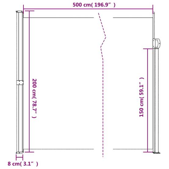 Store Banne - Auvent latéral rétractable bleu 200x500 cm - MEUBLE PRO - Image 10