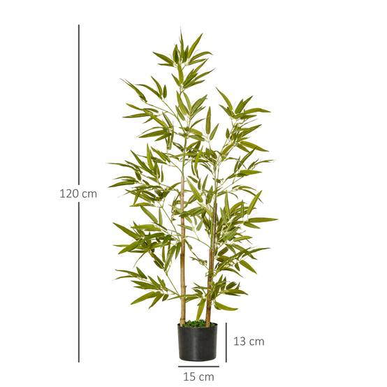 Plante artificielle intérieur 120 cm pot 336 feuilles faux bambou réaliste intérieur extérieur - Image 5