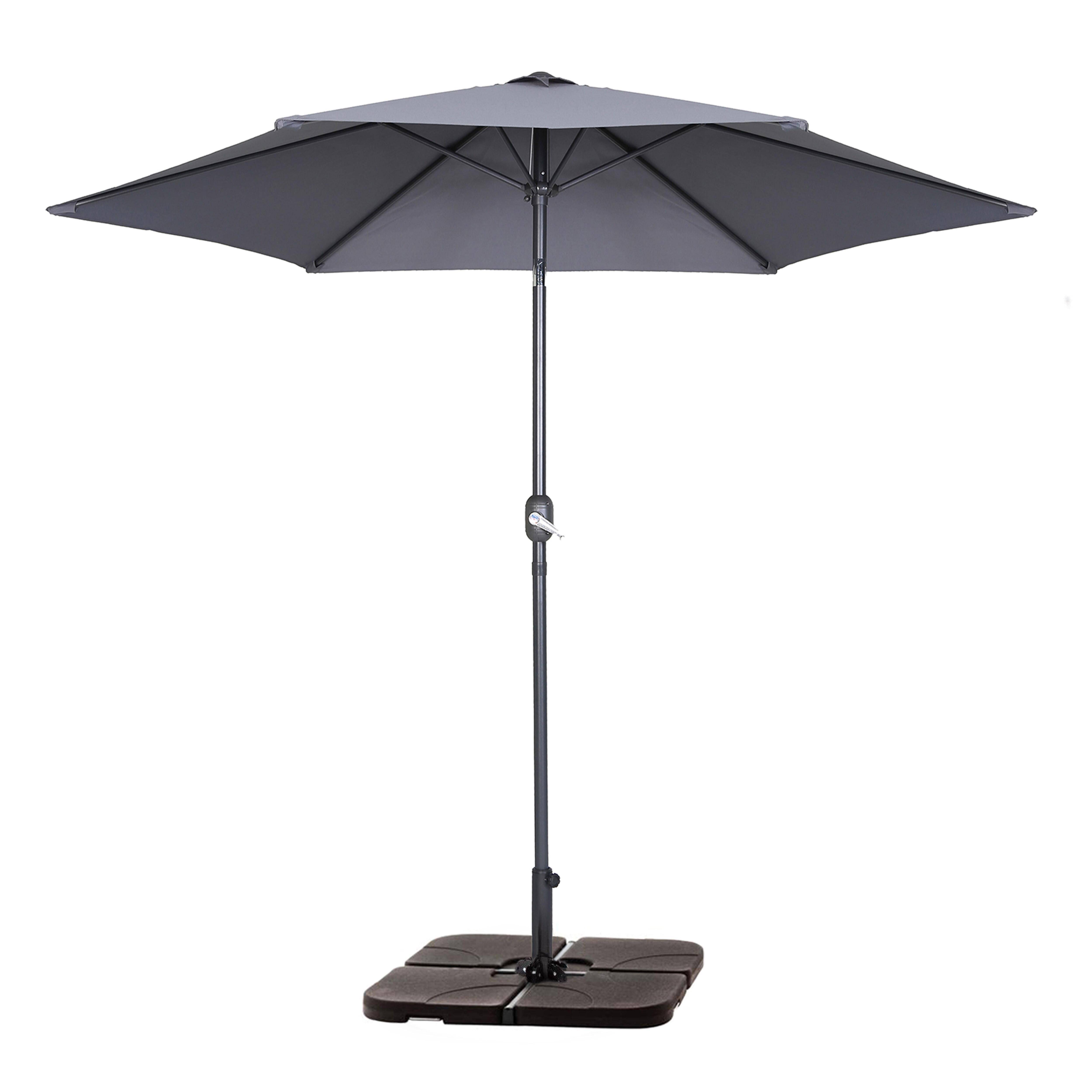 Oviala - Parasol droit inclinable 3m et 4 dalles à lester remplissables gris Matera - Oviala - Image 1
