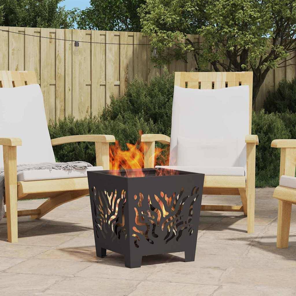 ComfortXL - Brasero Cube Design en Acier Foyer Extérieur Moderne pour Balcon Jardin Noir 40 cm – ComfortXL Outdoor Living - Image 1