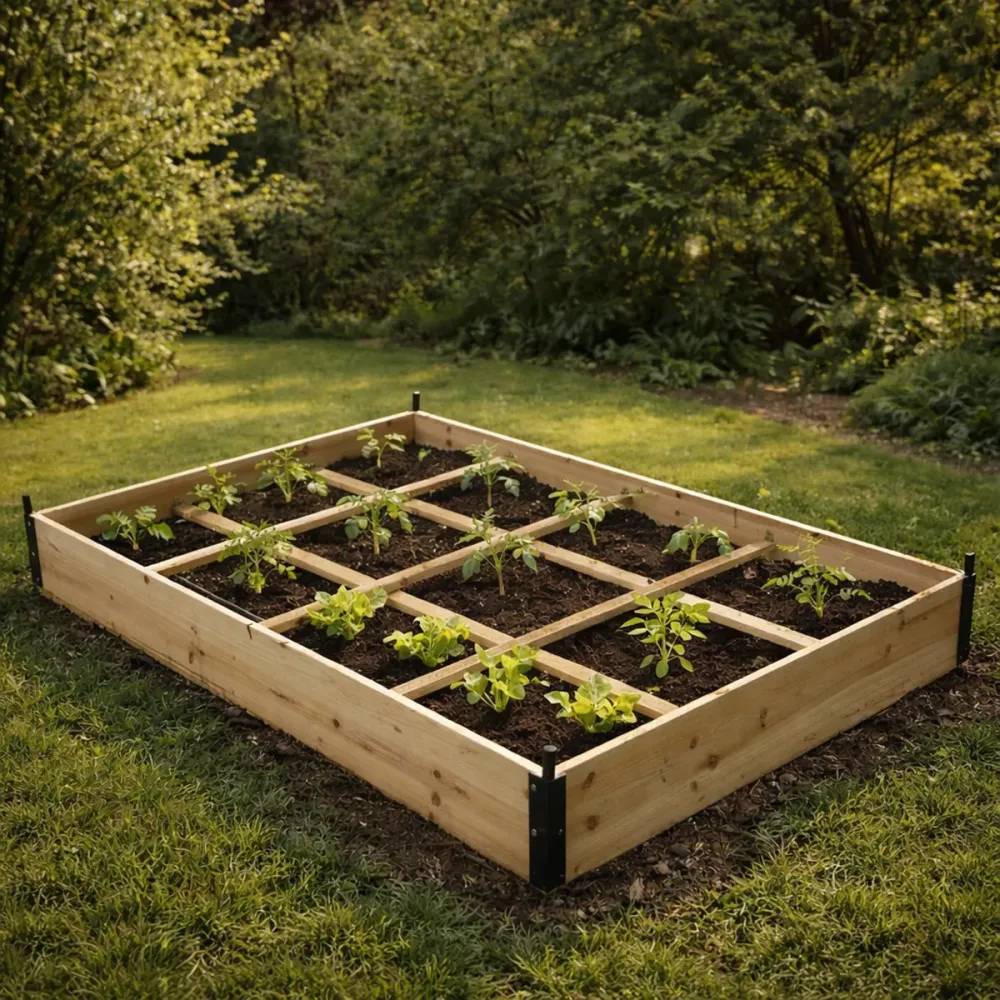 Carré potager en bois de sapin avec housse PVC 115x80x54cm - Montage facile - Image 3