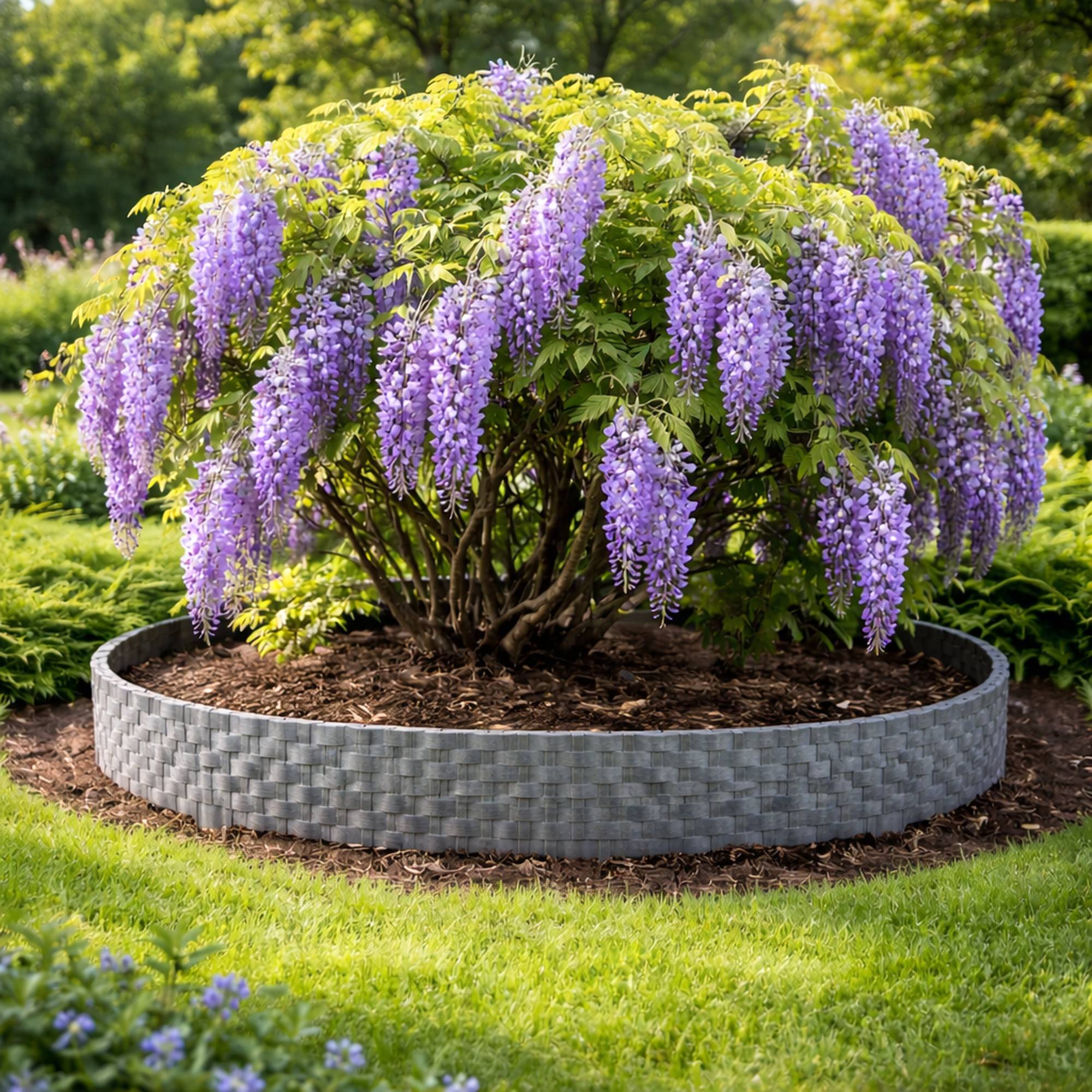 Bordure de pelouse aspect rotin gris 4x80 cm – Bordure jardin plastique flexible massif - Image 6
