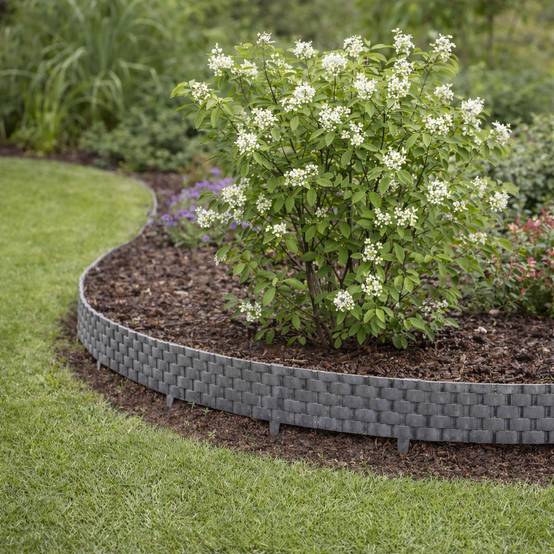 Bordure de pelouse aspect rotin gris 4x80 cm – Bordure jardin plastique flexible massif - Image 7