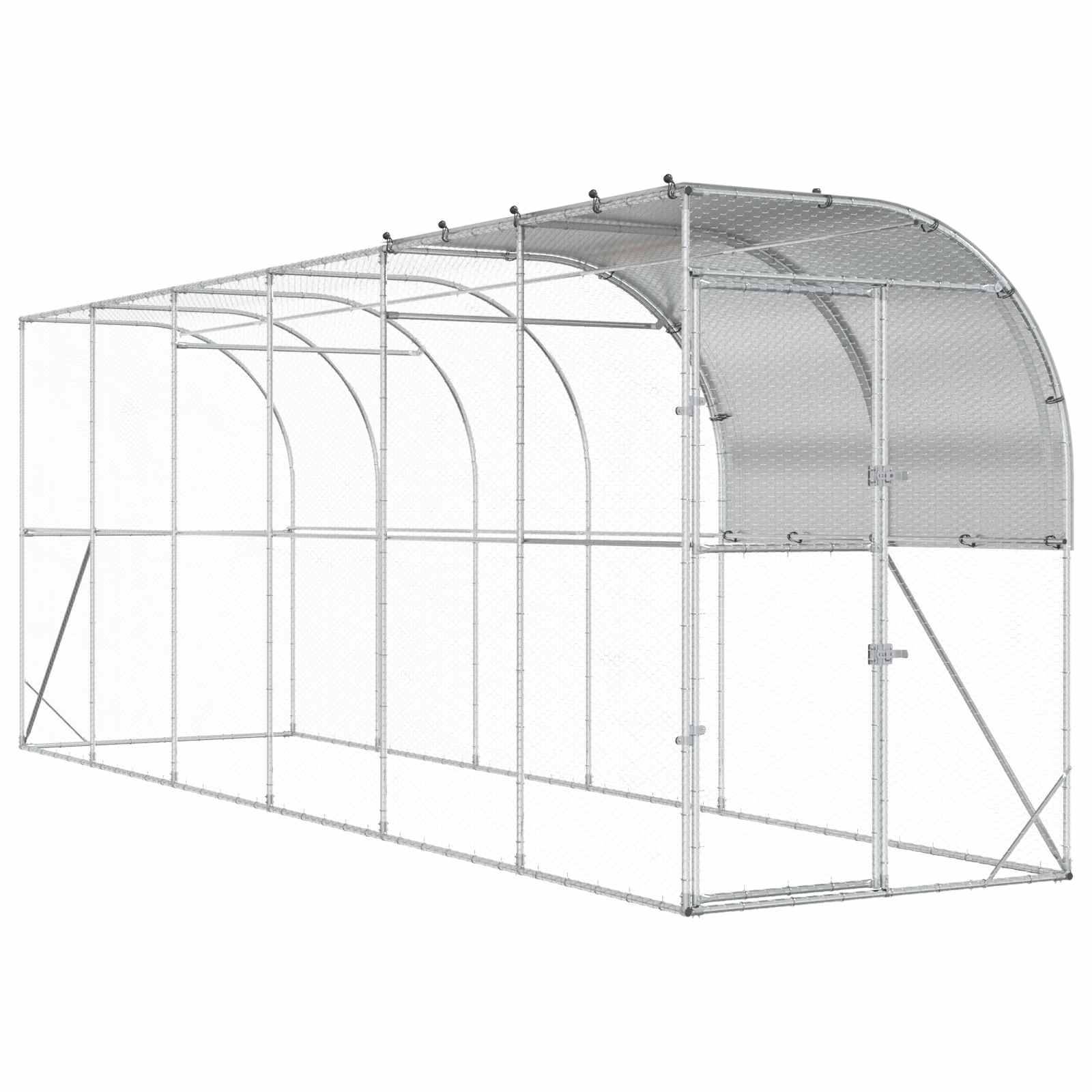 Vidaxl - Poulailler contre le mur Argenté 600 x 100 x 215 cm vidaXL 3434712 - Image 2