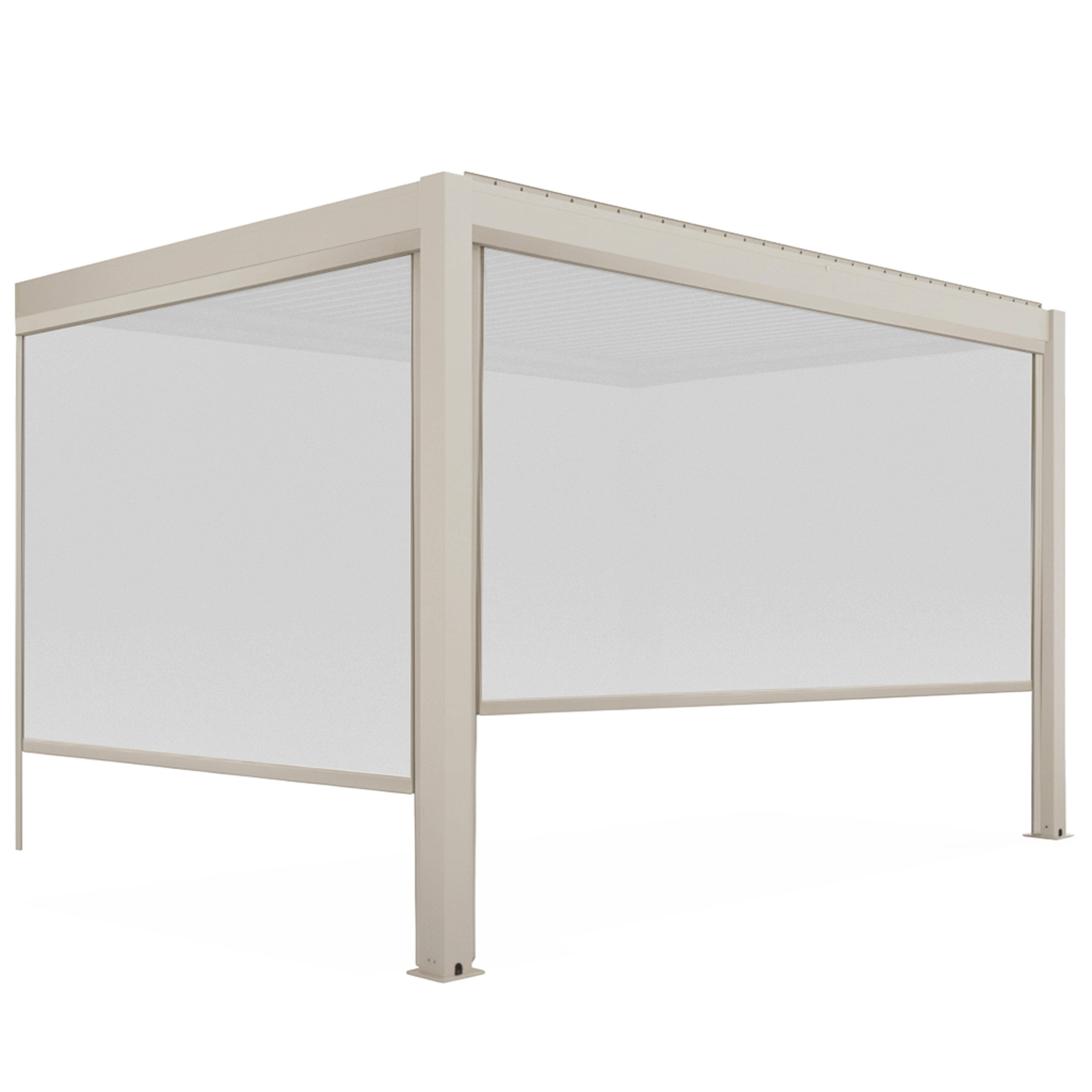 Oviala - Pergola bioclimatique adossée 3x4 m et 2 stores bois crème Oia - Oviala - Image 2