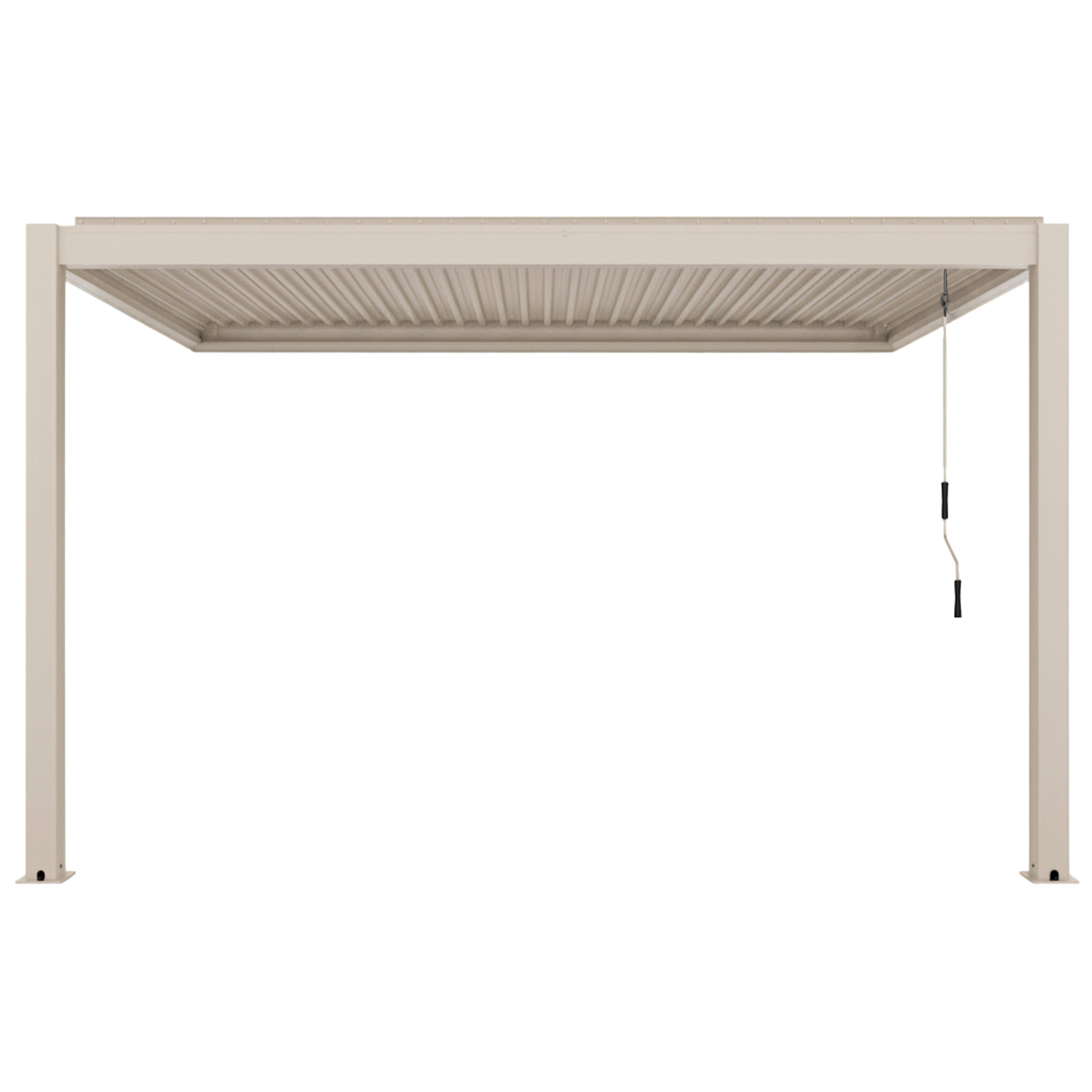 Oviala - Pergola bioclimatique adossée 3x4 m et 2 stores bois crème Oia - Oviala - Image 5