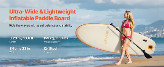 VEVOR Paddle gonflable 323 cm, sup, ultra-légère, accessoires, sac à dos. - Image 9