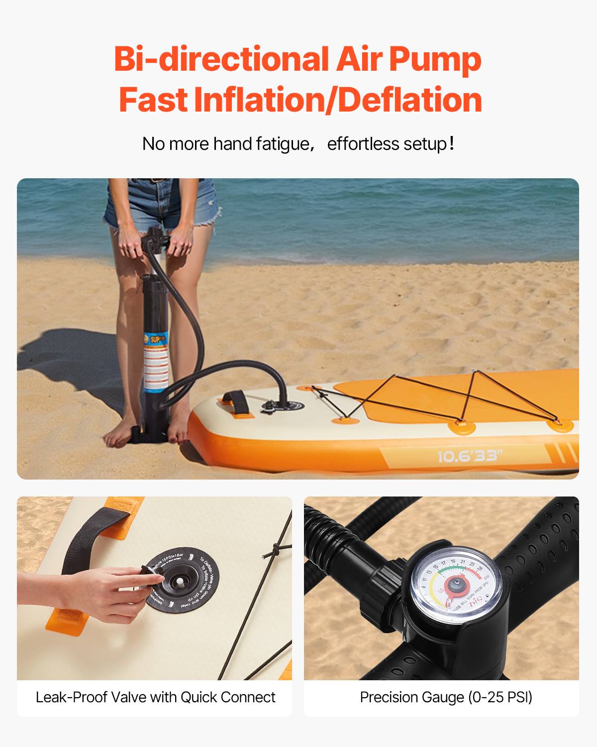 VEVOR Paddle gonflable 323 cm, sup, ultra-légère, accessoires, sac à dos. - Image 5