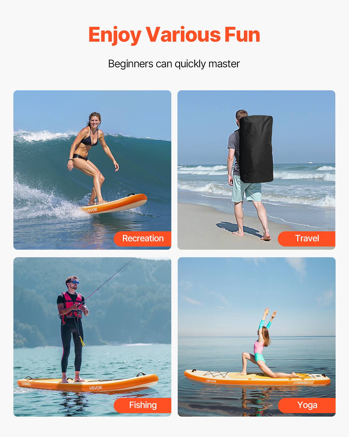 VEVOR Paddle gonflable 323 cm, sup, ultra-légère, accessoires, sac à dos. - Image 6