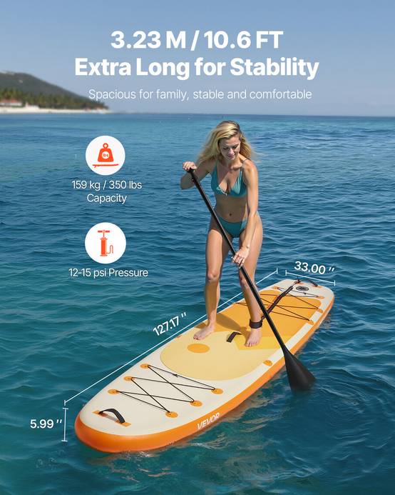 VEVOR Paddle gonflable 323 cm, sup, ultra-légère, accessoires, sac à dos. - Image 2