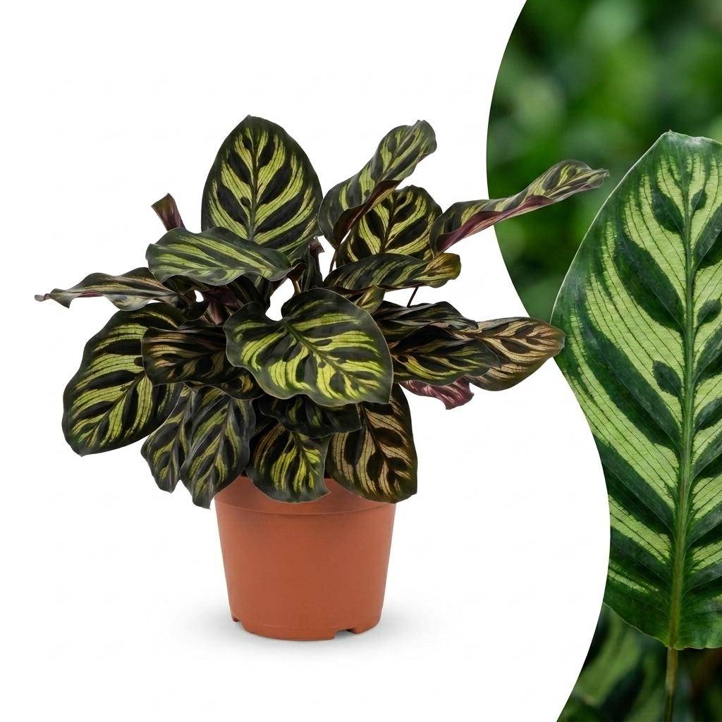 Calathea Makoyana - Plante Paon - Pot de 12cm - Hauteur 25cm - 1 plante - Sans cache-pot - Plantes d'intérieur - Image 1