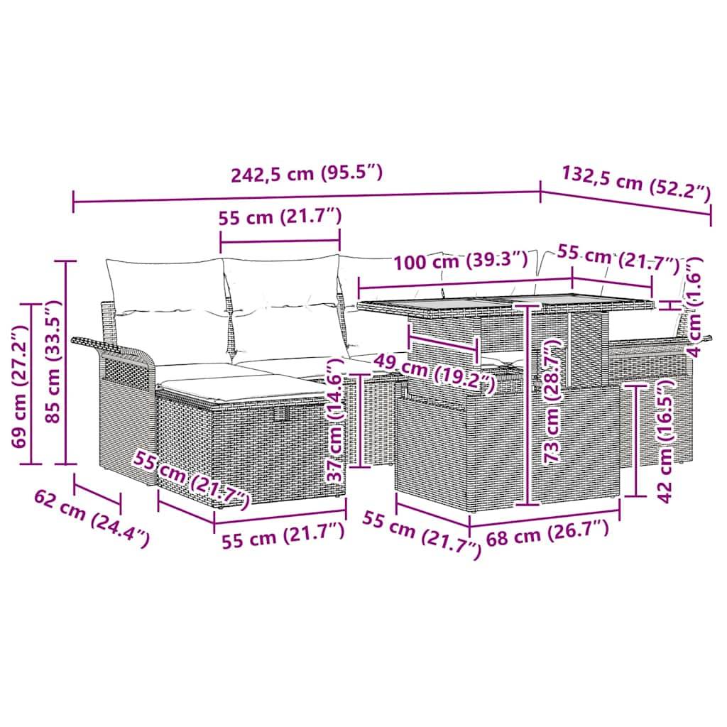 ComfortXL - Salon de jardin 6 places en Polyrotin modulable avec rangement intégré pour terrasse Beige – ComfortXL Outdoor Living - Image 5