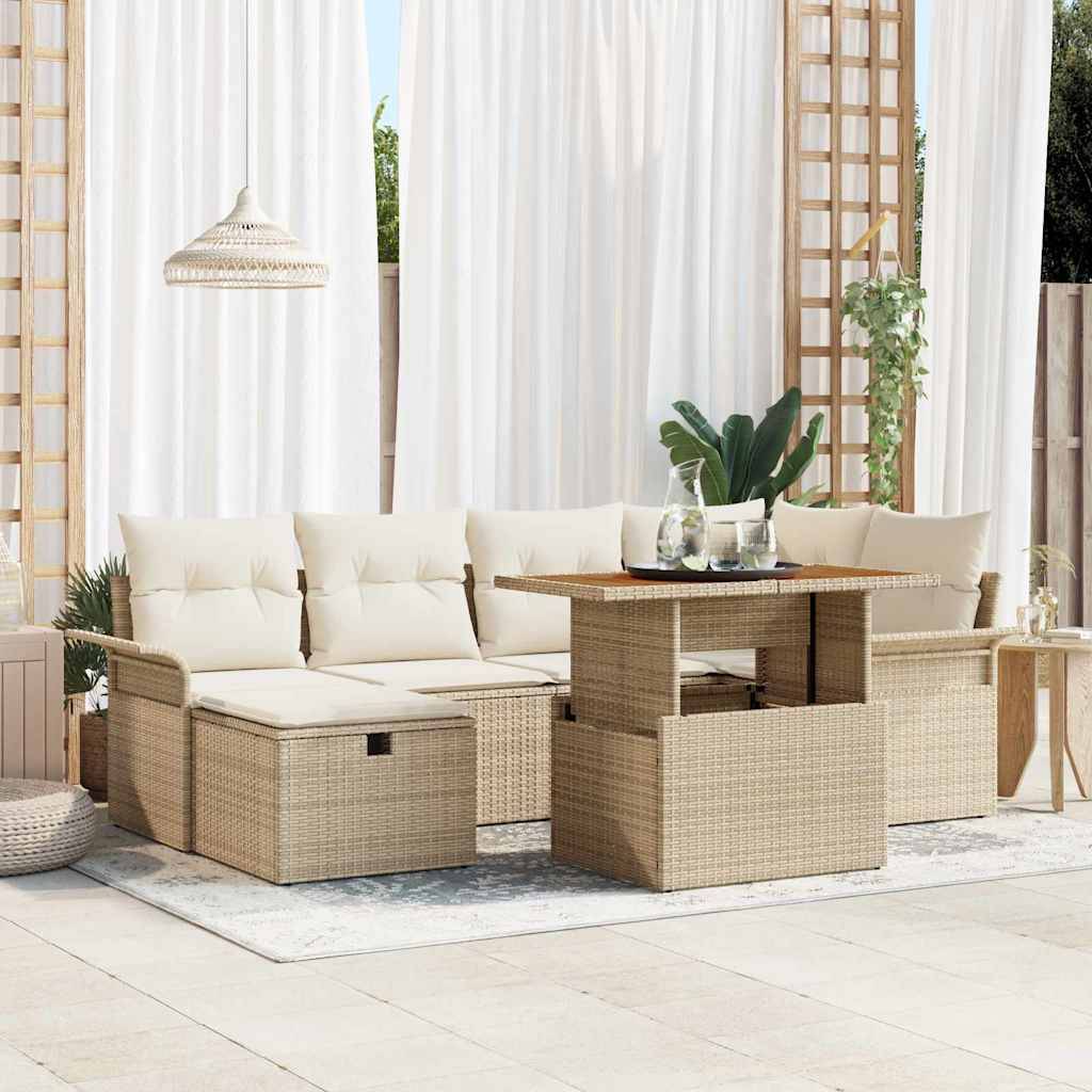 ComfortXL - Salon de jardin 6 places en Polyrotin modulable avec rangement intégré pour terrasse Beige – ComfortXL Outdoor Living - Image 1
