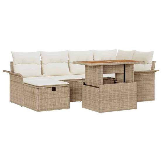 ComfortXL - Salon de jardin 6 places en Polyrotin modulable avec rangement intégré pour terrasse Beige – ComfortXL Outdoor Living - Image 2