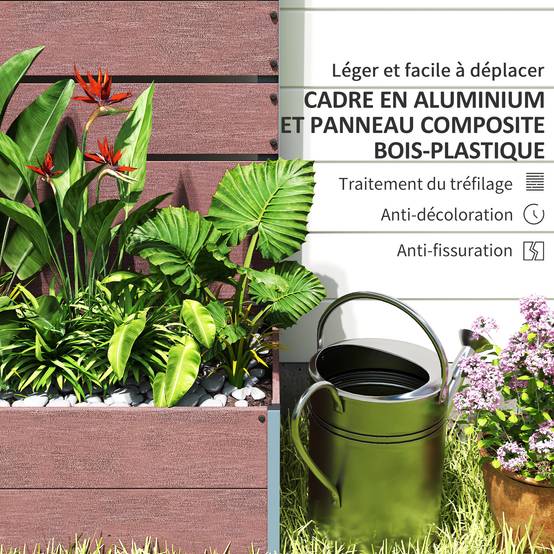Jardinière avec treillis bois composite extérieur support plantes 150cm marron - ComfortXL Outdoor Living - Image 7