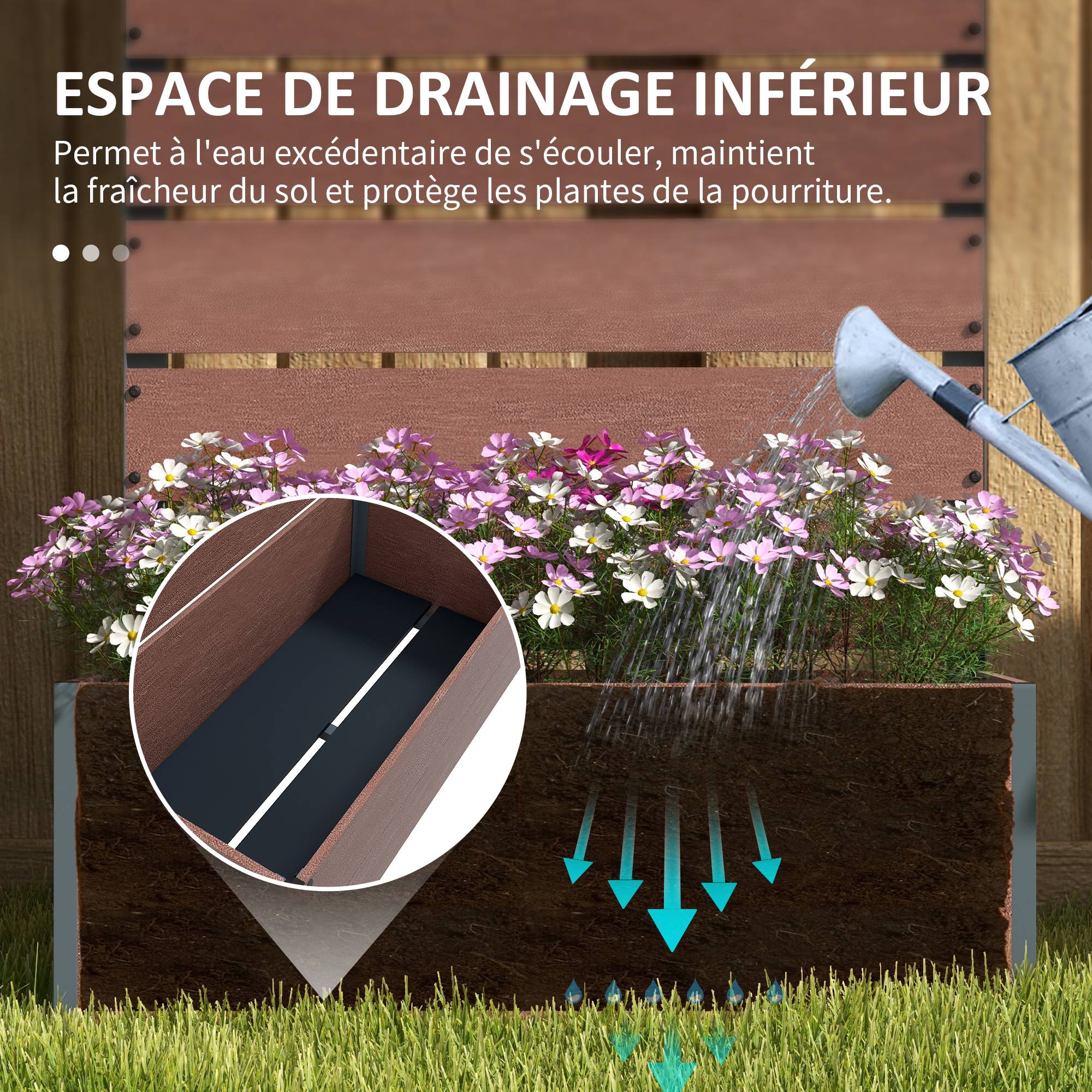 Jardinière avec treillis bois composite extérieur support plantes 150cm marron - ComfortXL Outdoor Living - Image 9