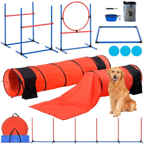 VEVOR Kit équipements agilité chien, 7 pièces. Haies, tunnels, anneau saut. - Image 1