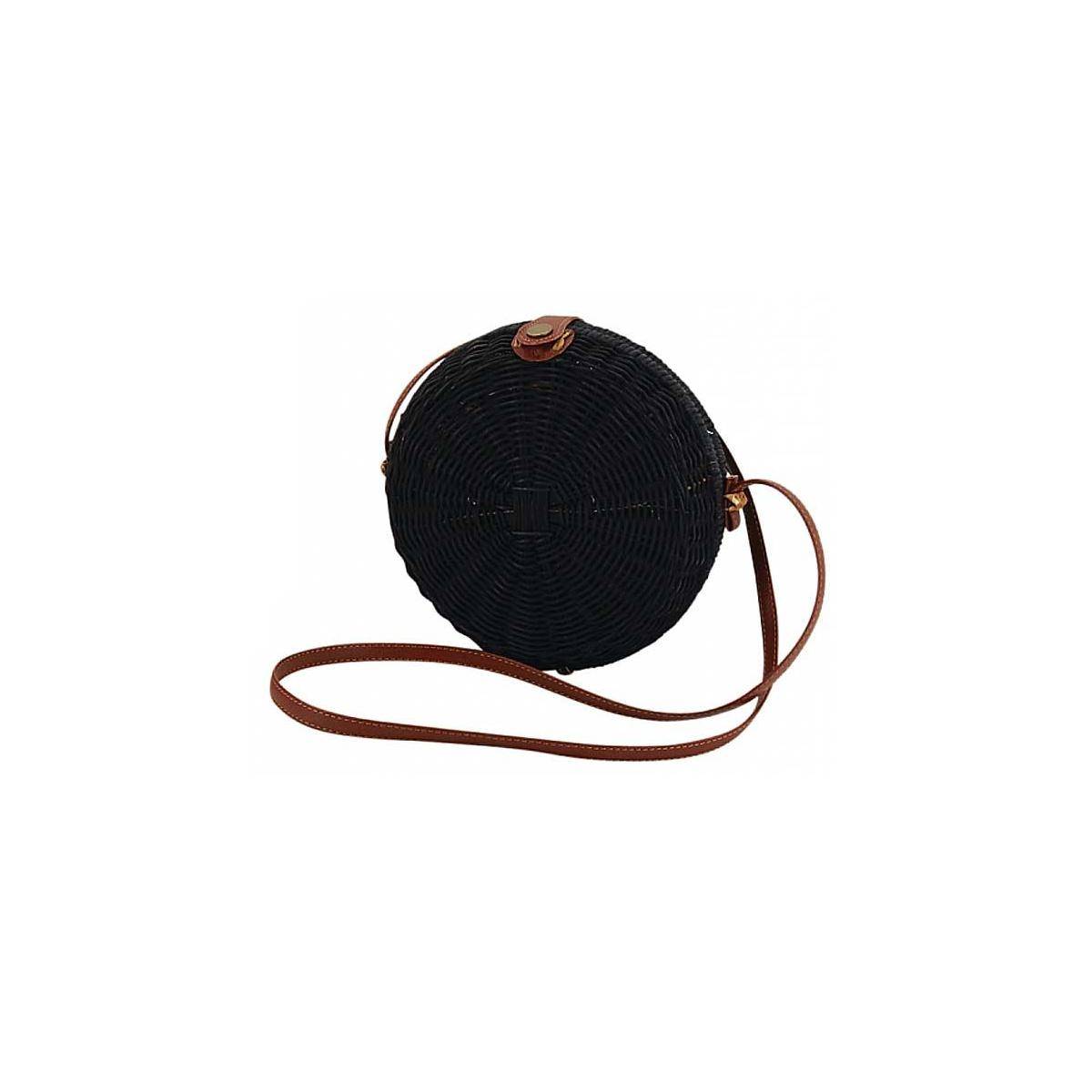 Aubry Gaspard - Sac rond en rotin teinté Noir