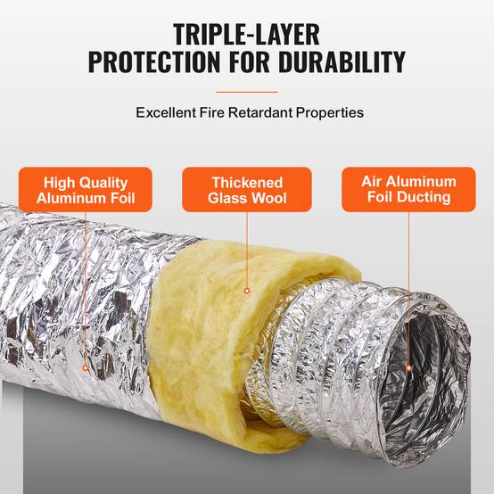 Vevor - Vevor Tuyau Flexible Isolé Thermique Conduit De Ventilation Cvc R-4.2 158x7620mm - Image 3