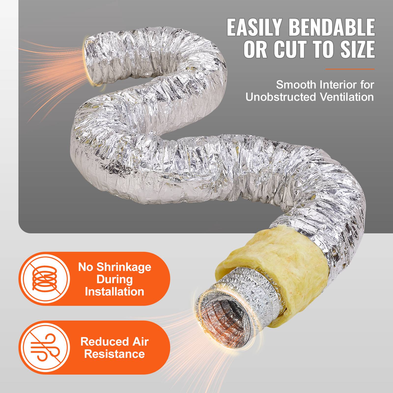 Vevor - Vevor Tuyau Flexible Isolé Thermique Conduit De Ventilation Cvc R-4.2 158x7620mm - Image 4
