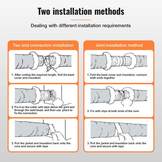 Vevor - Vevor Tuyau Flexible Isolé Thermique Conduit De Ventilation Cvc R-4.2 158x7620mm - Image 5