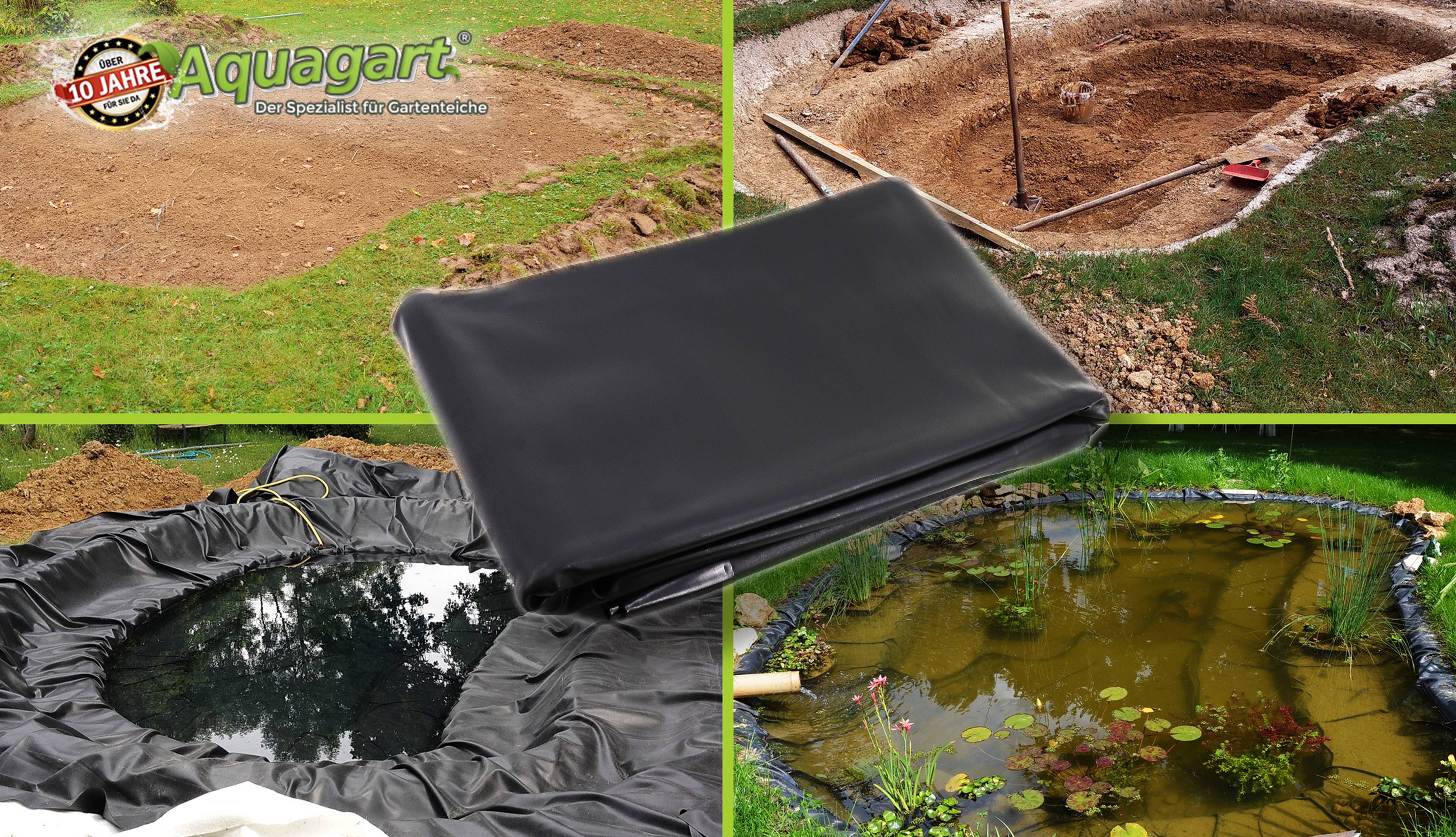 Liner de bassin en PVC 6 m x 6 m 1,0 mm, noir, bâche pour le bassin de jardin - Image 8